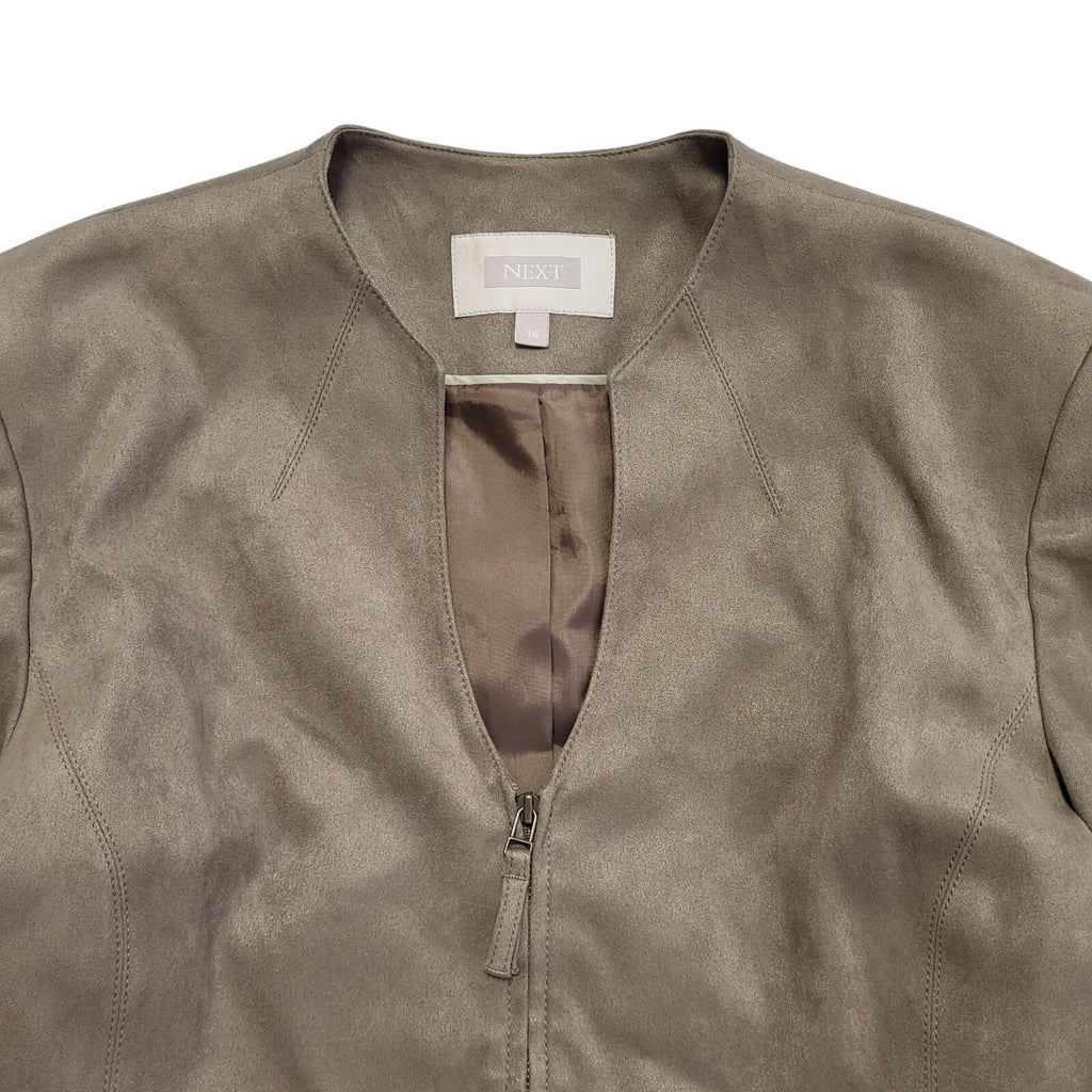Next Vintage Y2K Brown Faux Suede Jacket Uk Women's Size 14