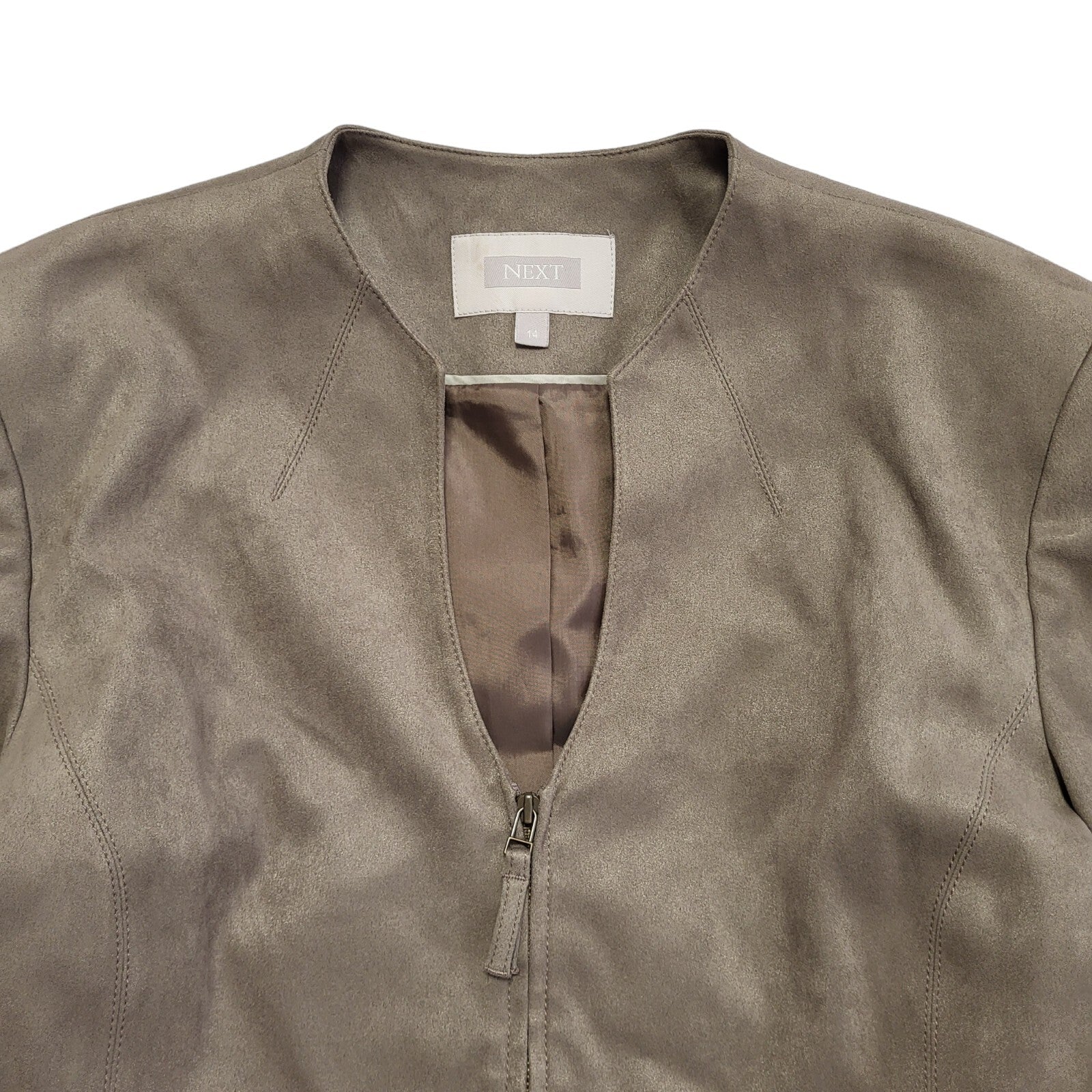 Next Vintage Y2K Brown Faux Suede Jacket Uk Women's Size 14