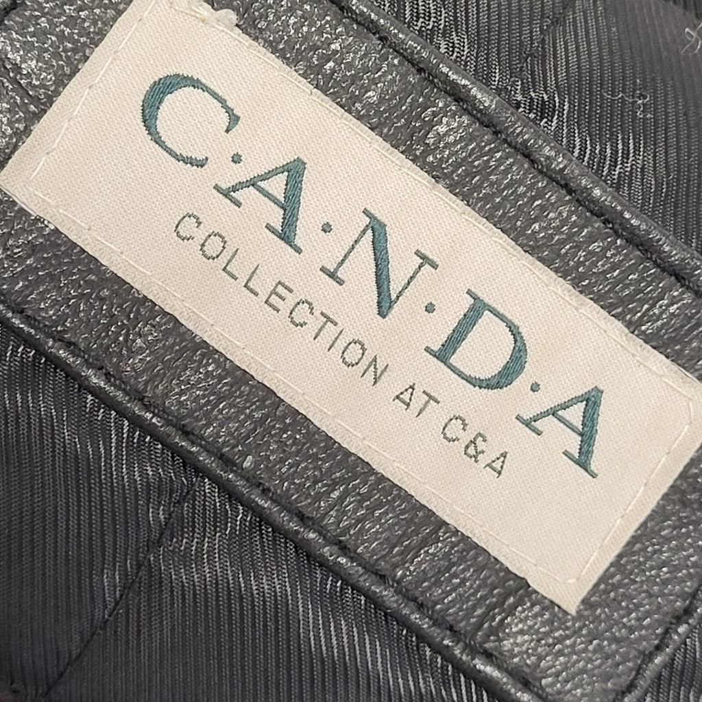 Canda 90s Vintage Black Zipped Leather Jacket Uk Men's Size XL