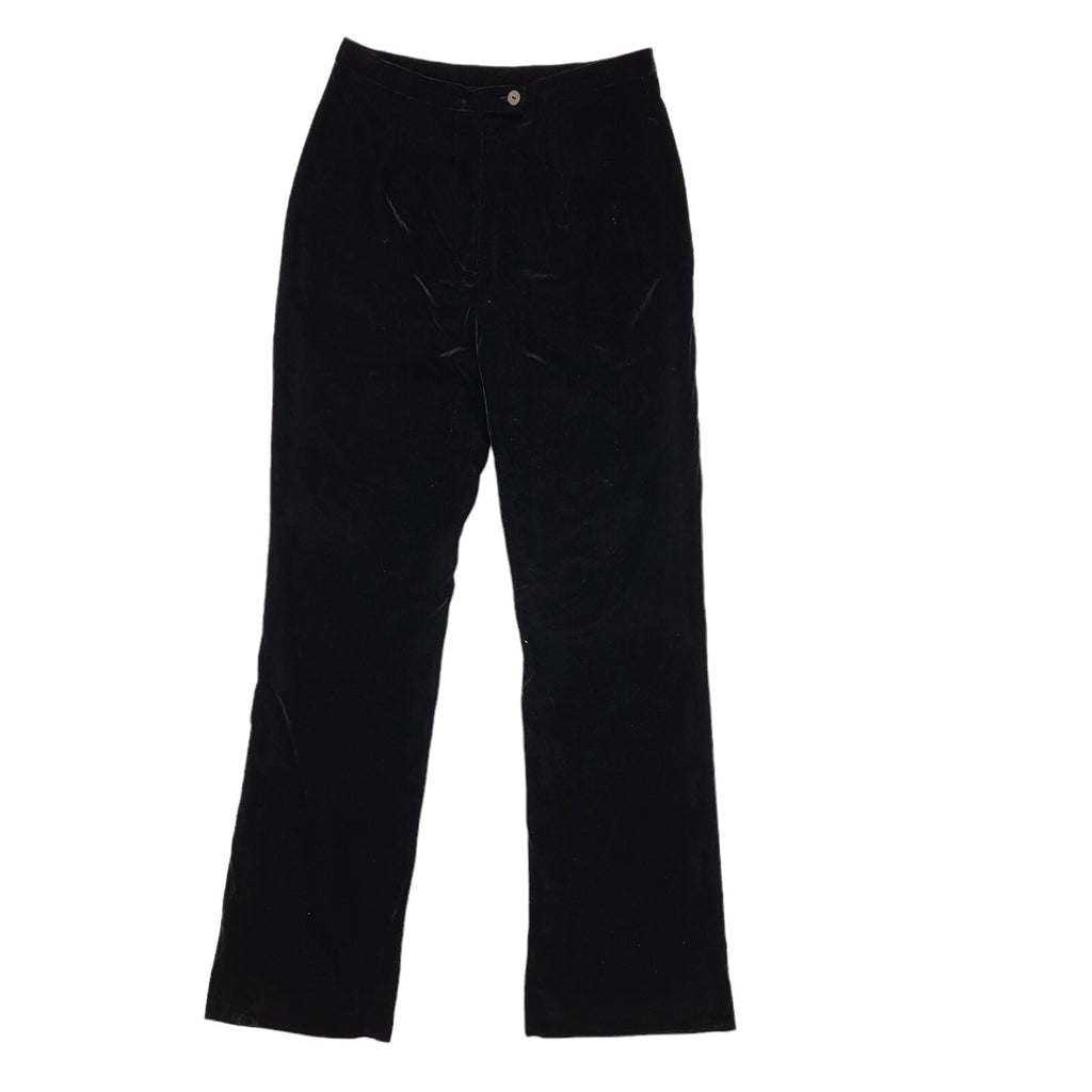St Bernard 90s Vintage Black Velvet Straight Leg Trousers Women's 12 W30 L31