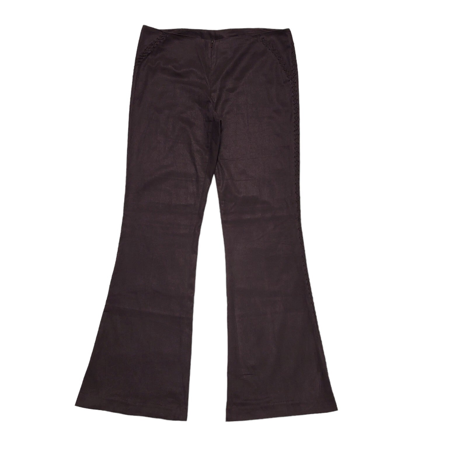 Next 90s Purple Bootcut Mid-Waisted Zip Up Trousers UK Women's 14 W34 L32