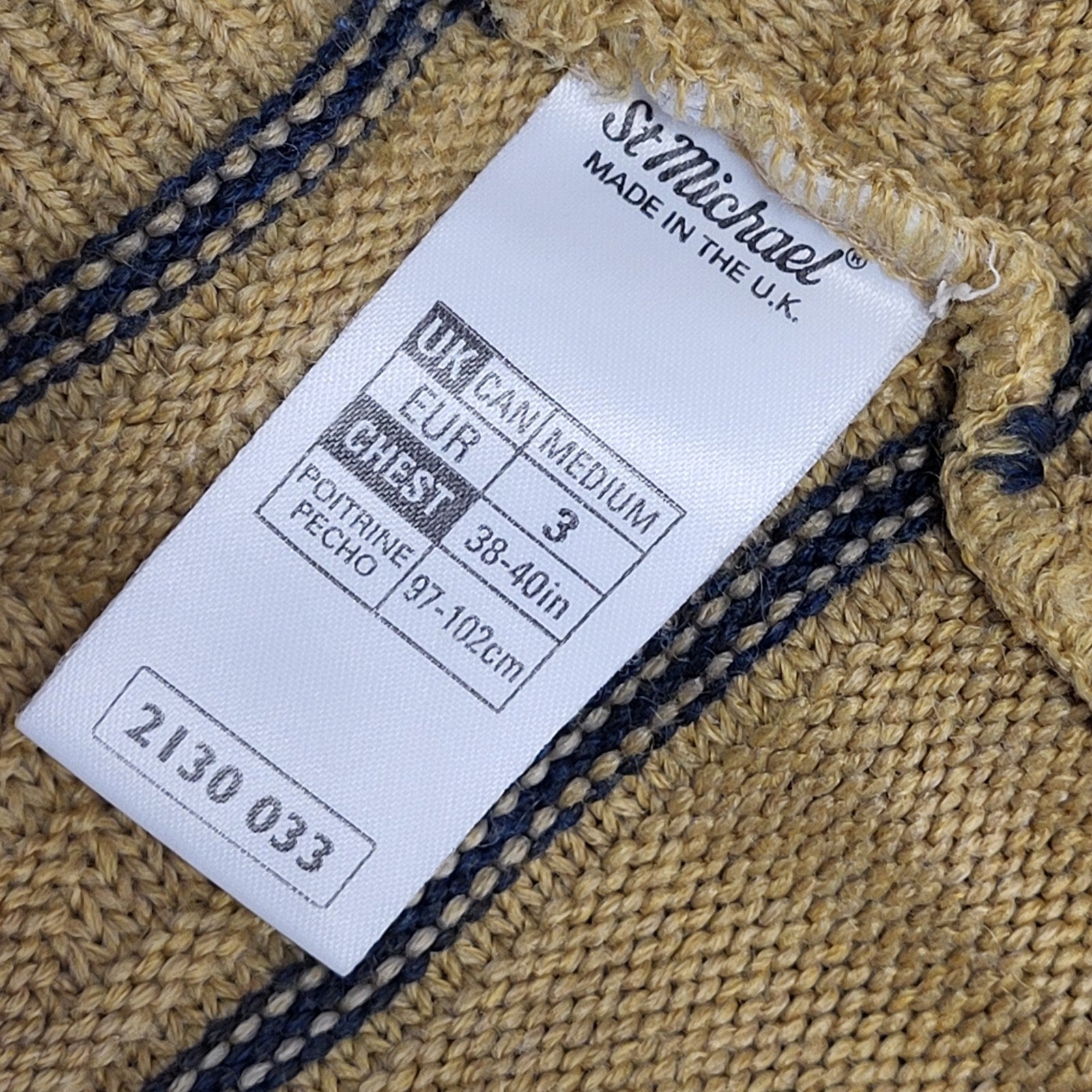Marks and Spencer Vintage 90's Brown & Blue Striped Jumper Mens UK Medium