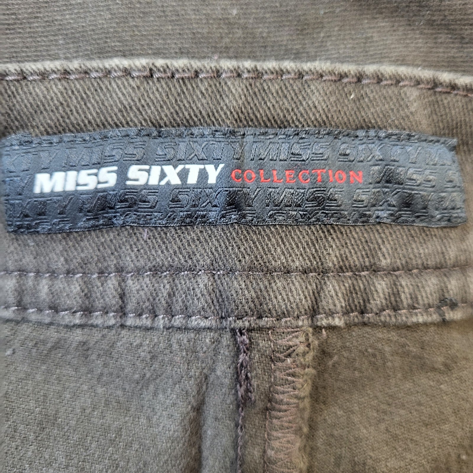 Miss Sixty Y2K Pleat Brown Skinny Vintage Trousers Women's Size 18/20 W36-38 L28