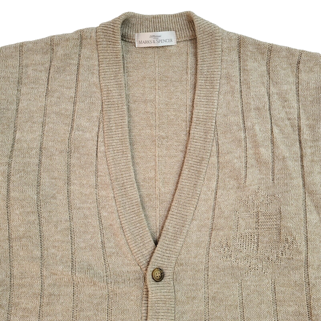 Marks & Spencer Vintage 90's Beige Cardigan UK Men's Size Medium