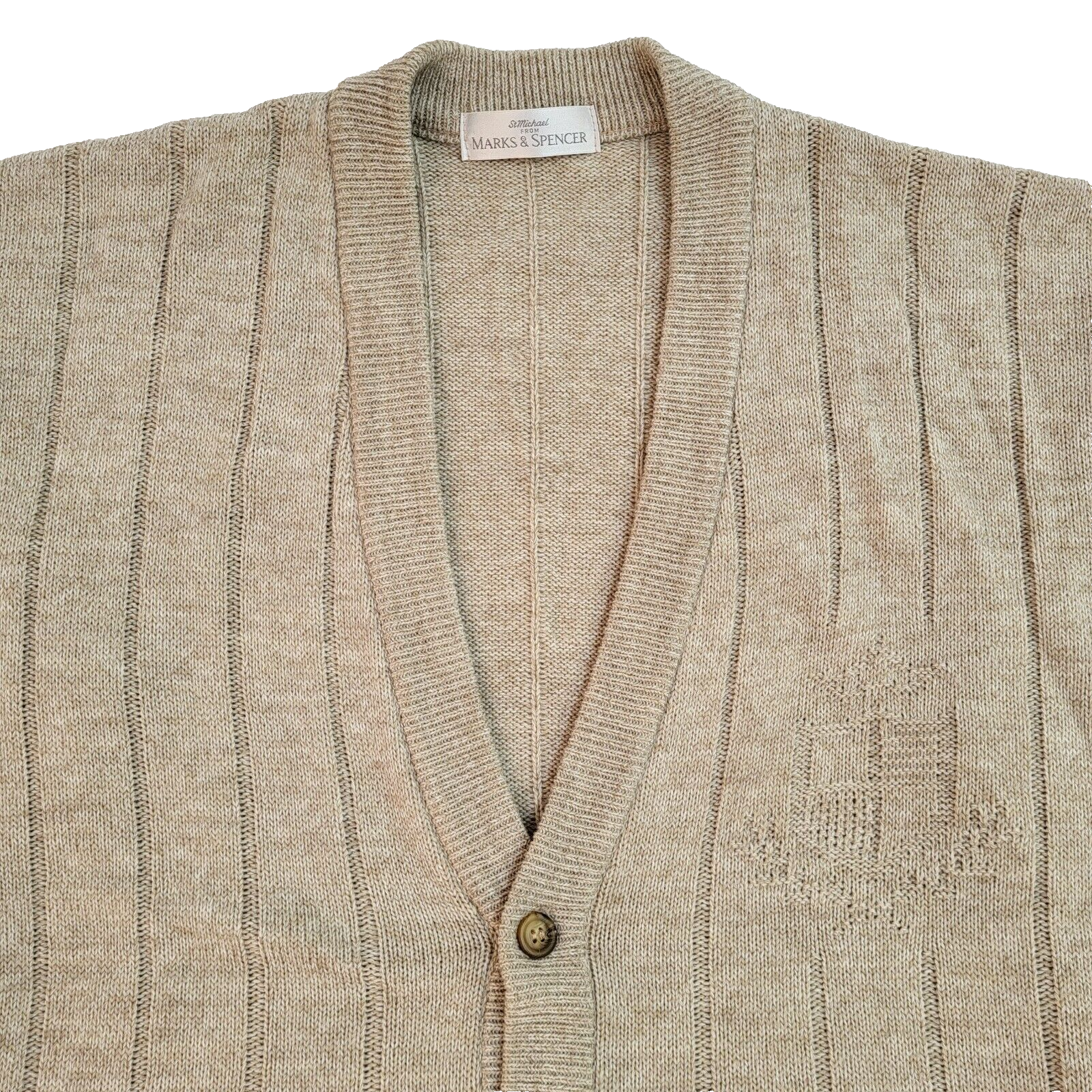 Marks & Spencer Vintage 90's Beige Cardigan UK Men's Size Medium