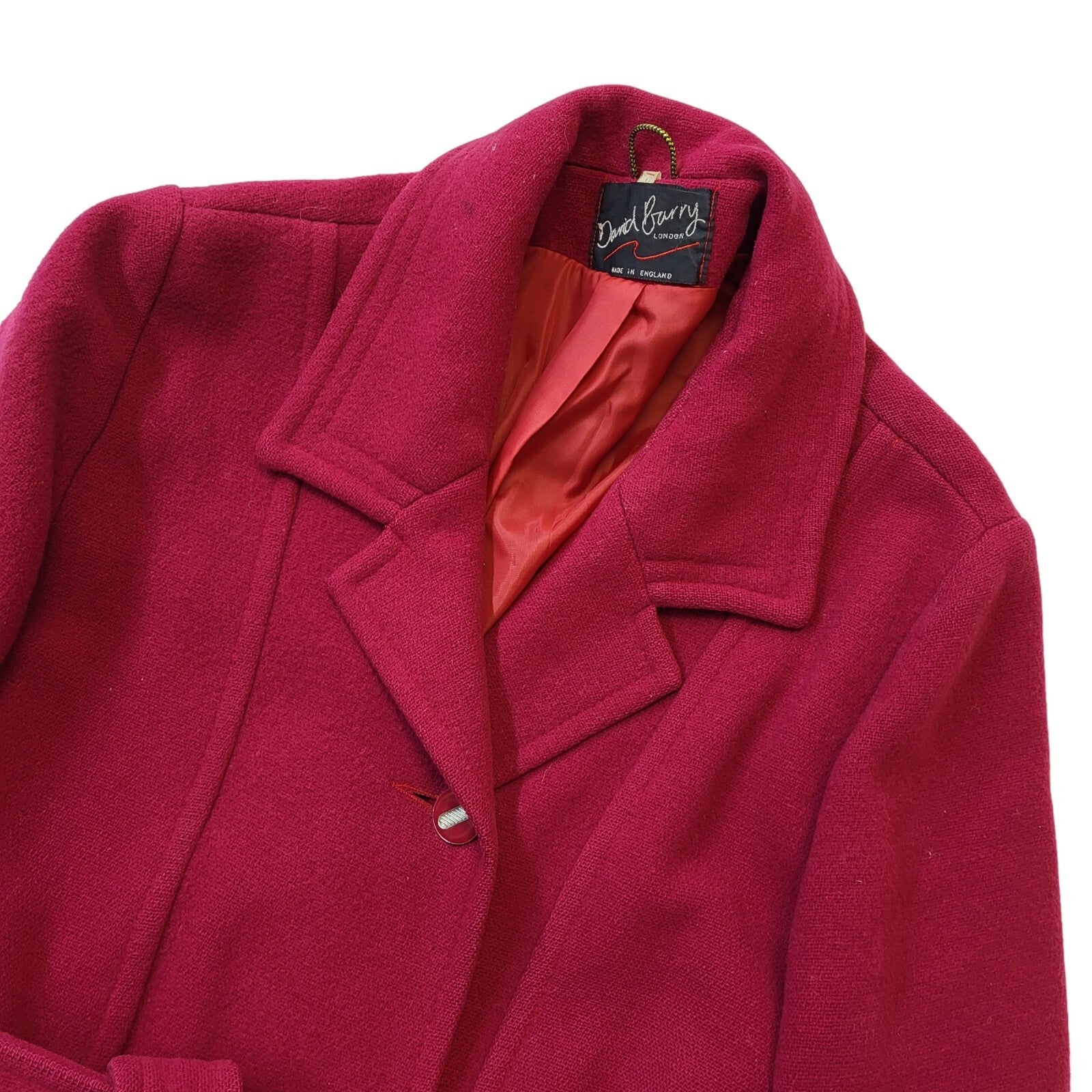 David Barry Vintage 70s Dark Pink Belted Formal Coat Women's Size 12