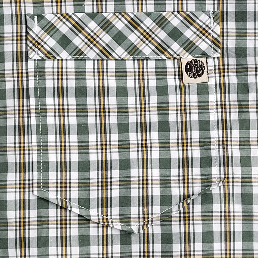 Pretty Green Y2K Green & Yellow Checked Short Sleeve Shirt Men's UK Size M