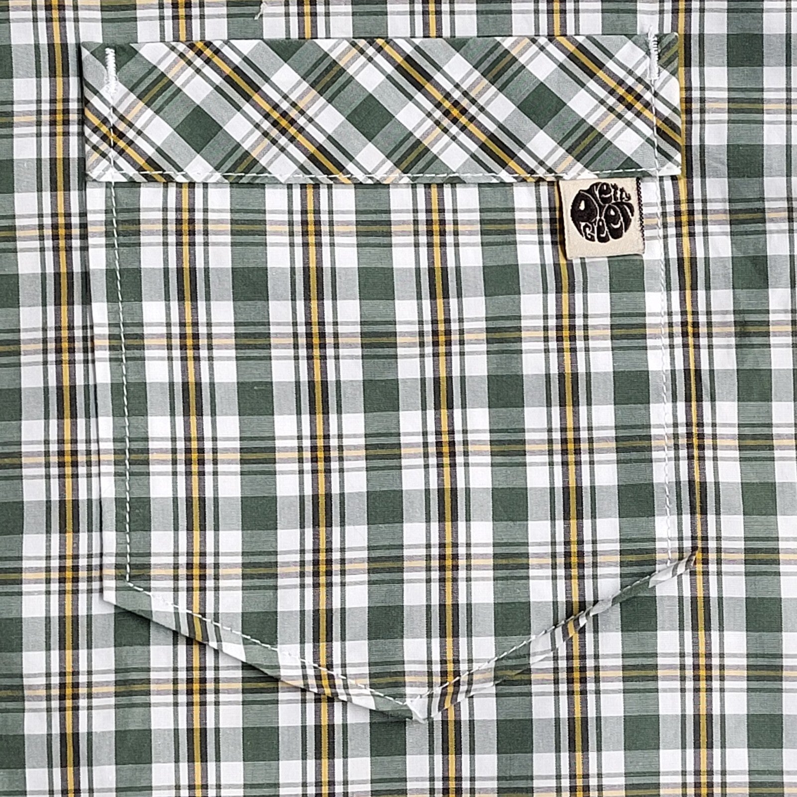 Pretty Green Y2K Green & Yellow Checked Short Sleeve Shirt Men's UK Size M