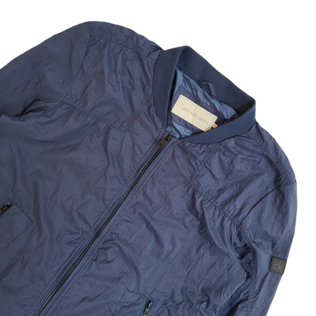 Calvin Klein Vintage Y2k Navy Blue Bomber Jacket Uk Men's Size XL