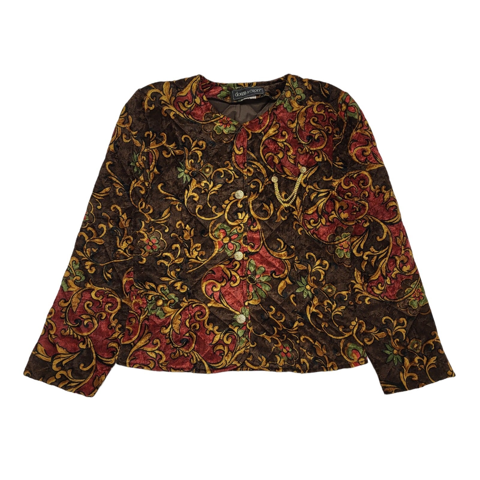 Donna Di Cuori 90s Vintage Brown Pink Floral Dress Jacket Uk Women's Size 8/10