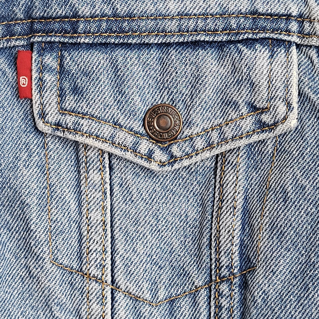 Levi's Vintage Y2k Blue Fleece Lined Denim Jacket Uk Women's Size Small