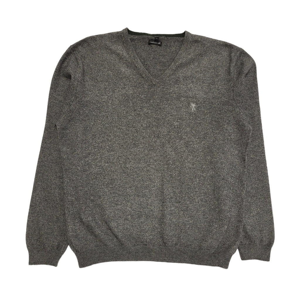 Vintage Grey V-Neck Y2k Cashmere Silk Jumper Uk Men's Size XL