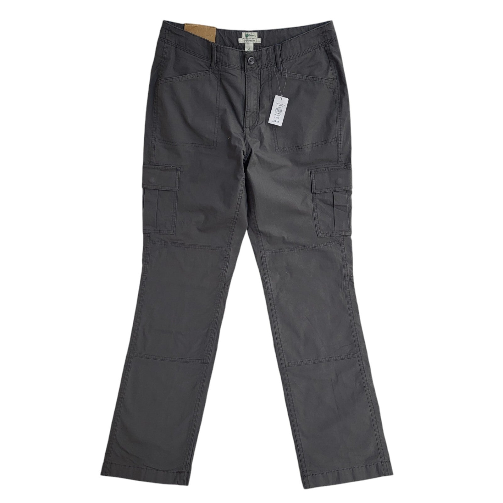 LL Bean 90s Vintage Grey Straight Leg Cargo Trousers Uk Women's 12 W30 L30 Bnwt