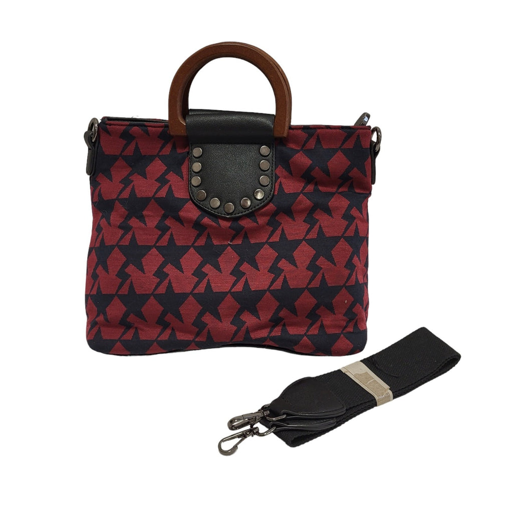 Traffic People Red Black Leather Zip Small Hand Bag Uk Women's Size 9.5" x 12"