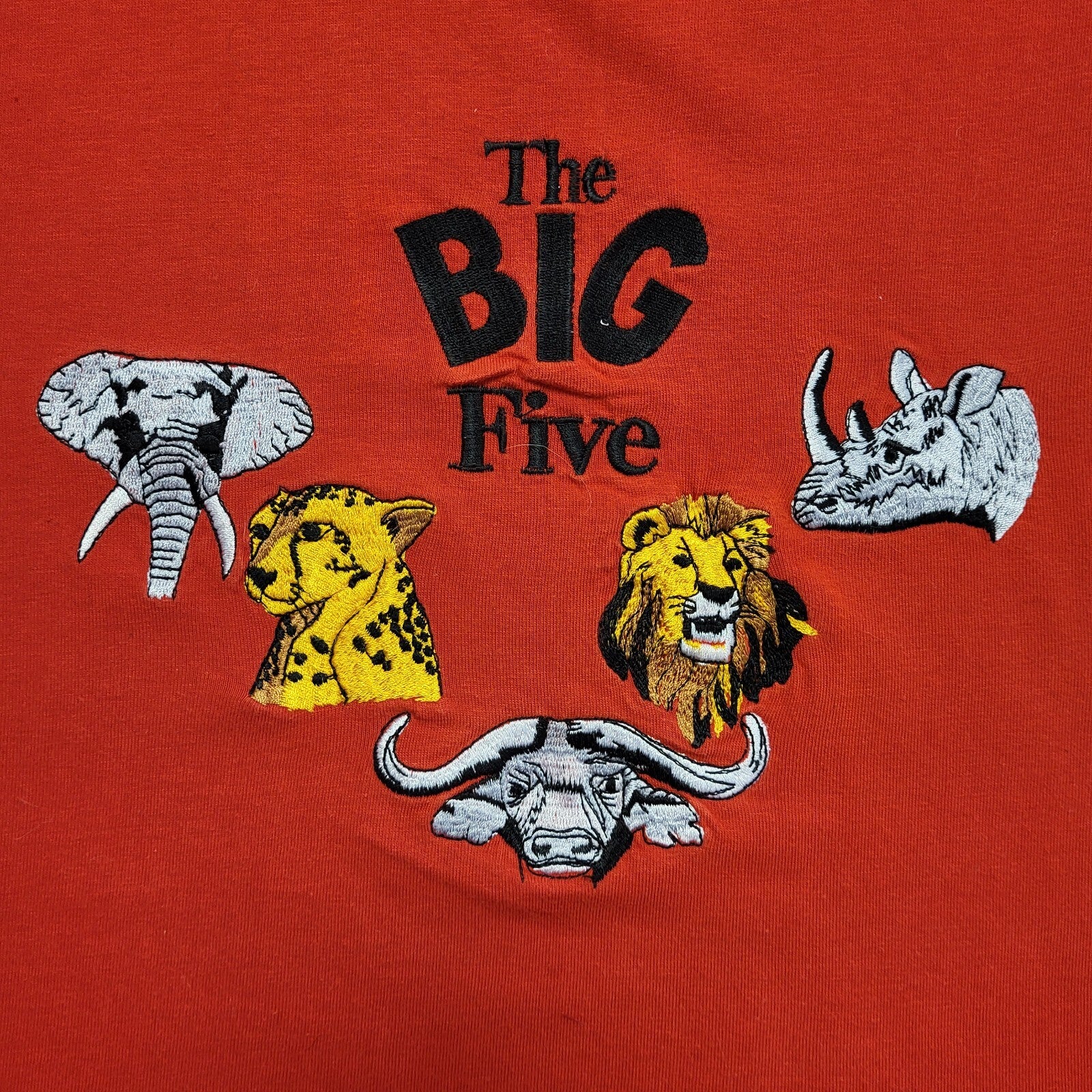 Jamboree The Big Five Red Animals Vintage 90s T-Shirt Uk Men's Large