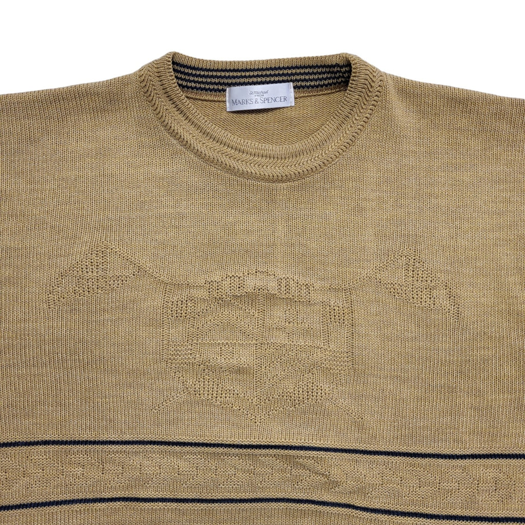 Marks and Spencer Vintage 90's Brown & Blue Striped Jumper Mens UK Medium