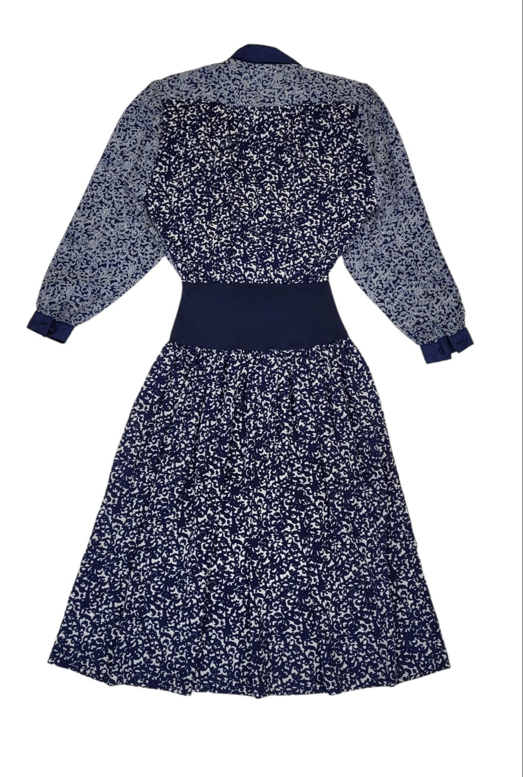 80s Vintage Sally Browne Australia Blue Shirt A-Line Daywear Dress Women's 12