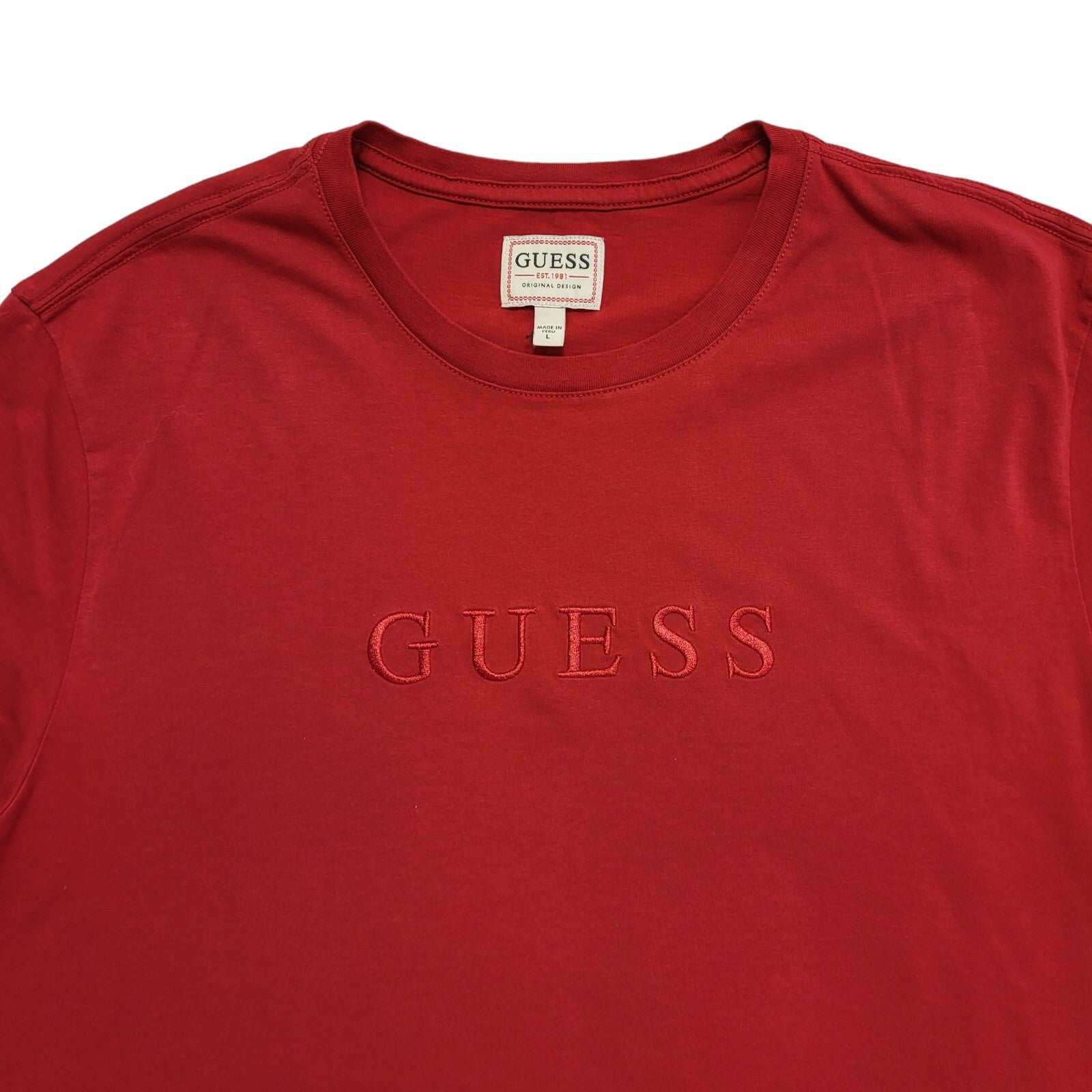 Guess Vintage 90's Red Sports Short Sleeve T-Shirt Mens UK Size L
