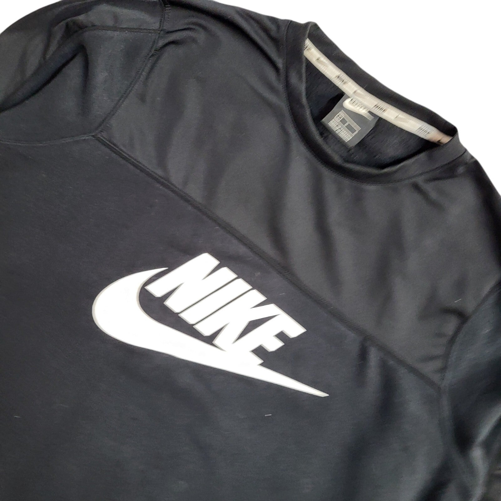 Nike Sports Sweatshirt Black Crew Neck 90's Vintage UK Men's Size L