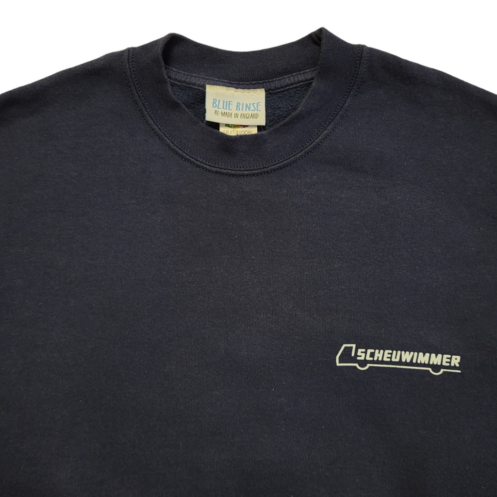 Fruit Of The Loom 90's Scheuwimmer Blue Cropped Sweatshirt Womens UK Size L
