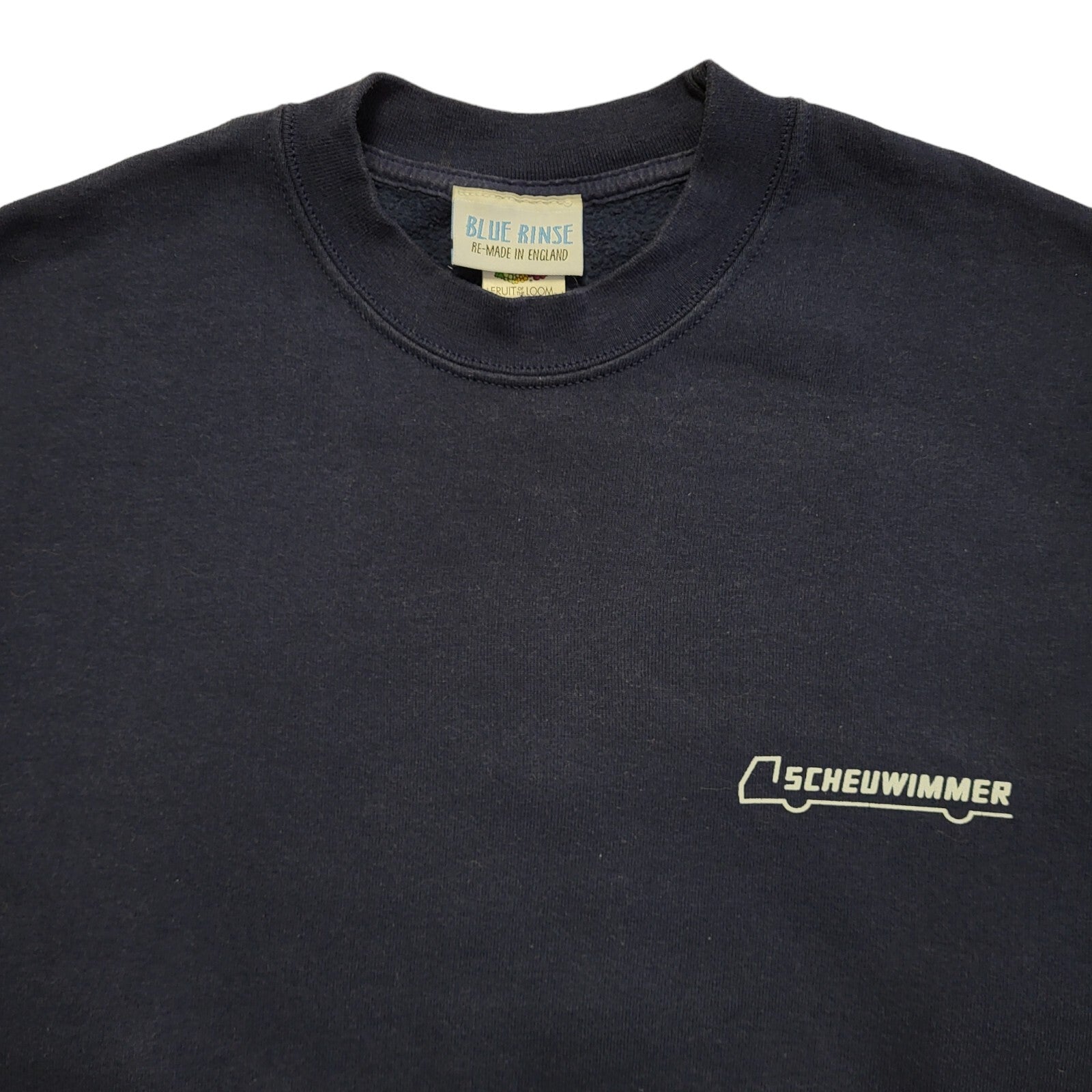 Fruit Of The Loom 90's Scheuwimmer Blue Cropped Sweatshirt Womens UK Size L