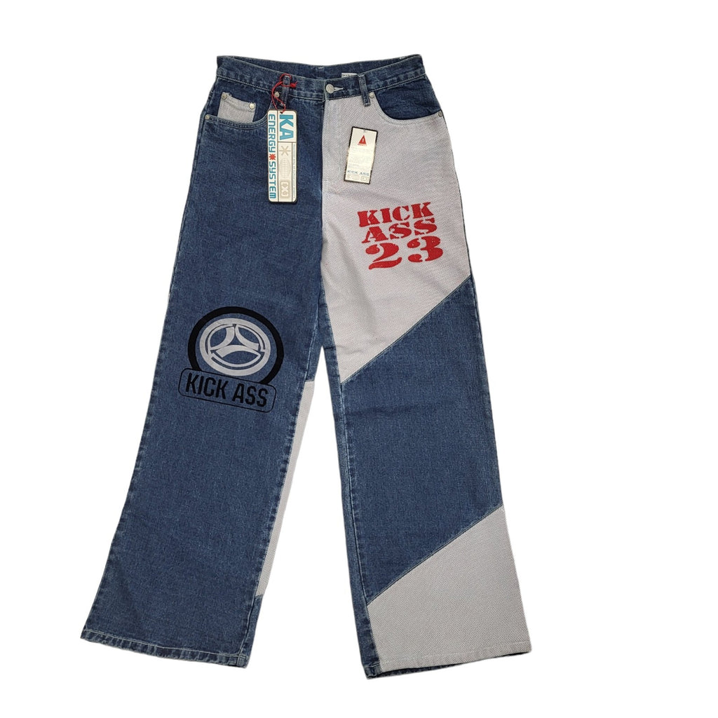 Kick Ass 23 Vintage 90's Blue Wide Leg Denim Jeans Uk Boy's Age 15 Yrs W28 L32
