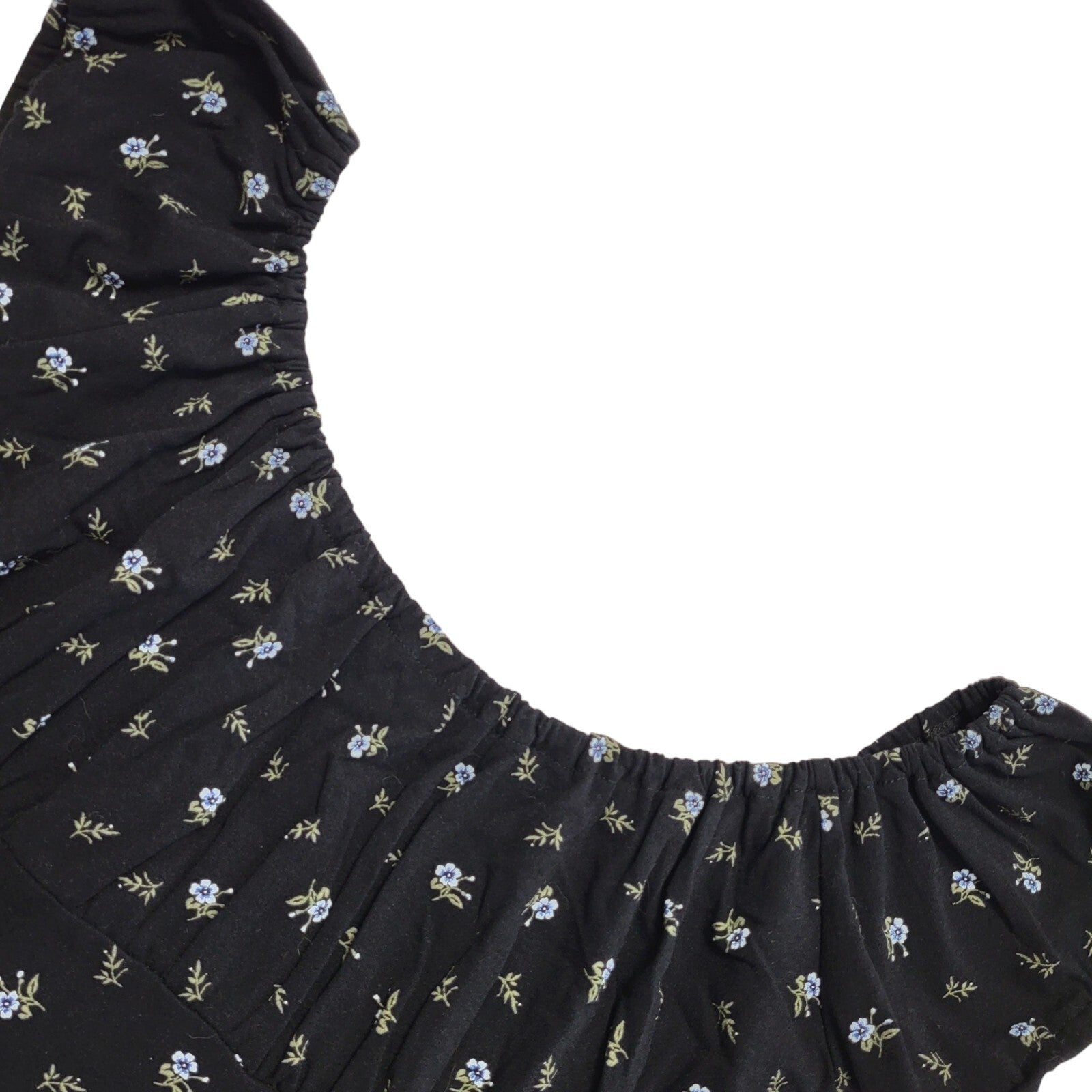 Clockhouse Black Y2K Milkmaid Style Floral Dress Women's Uk M 10