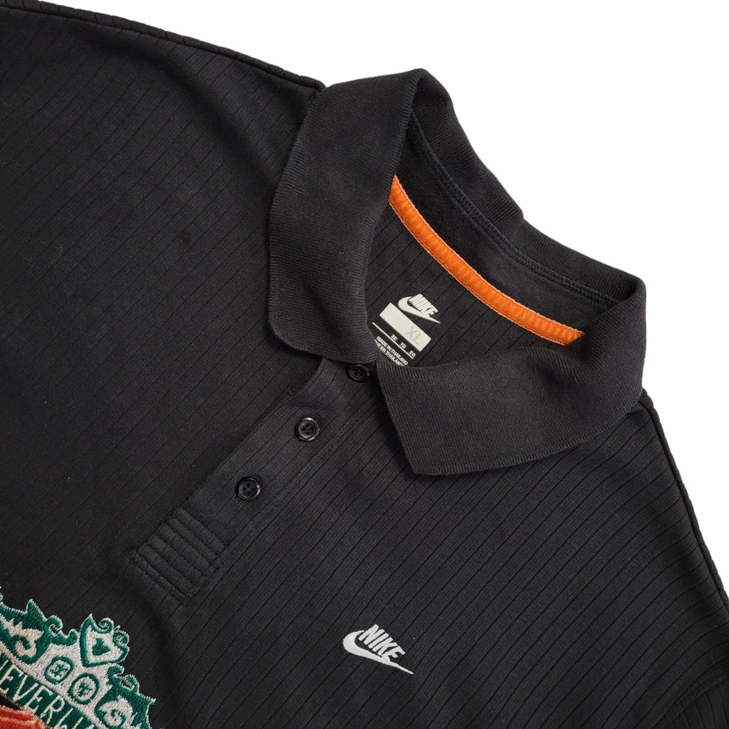 Nike Liverpool FC Vintage 90's Black Sports Short Sleeve Polo Shirt Uk Men's XL