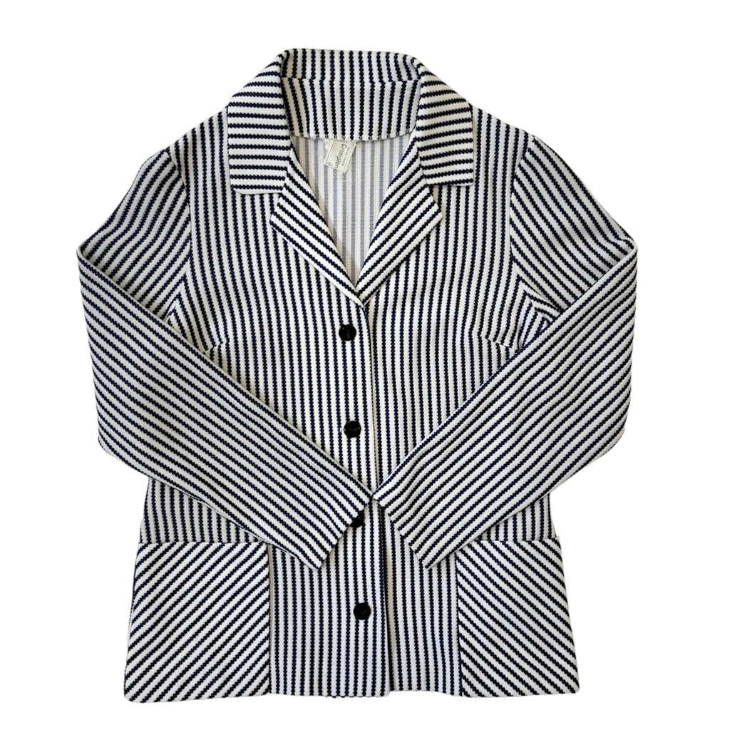 70s Vintage Blue & White Striped Button Jacket Women's Size Medium Eu 38