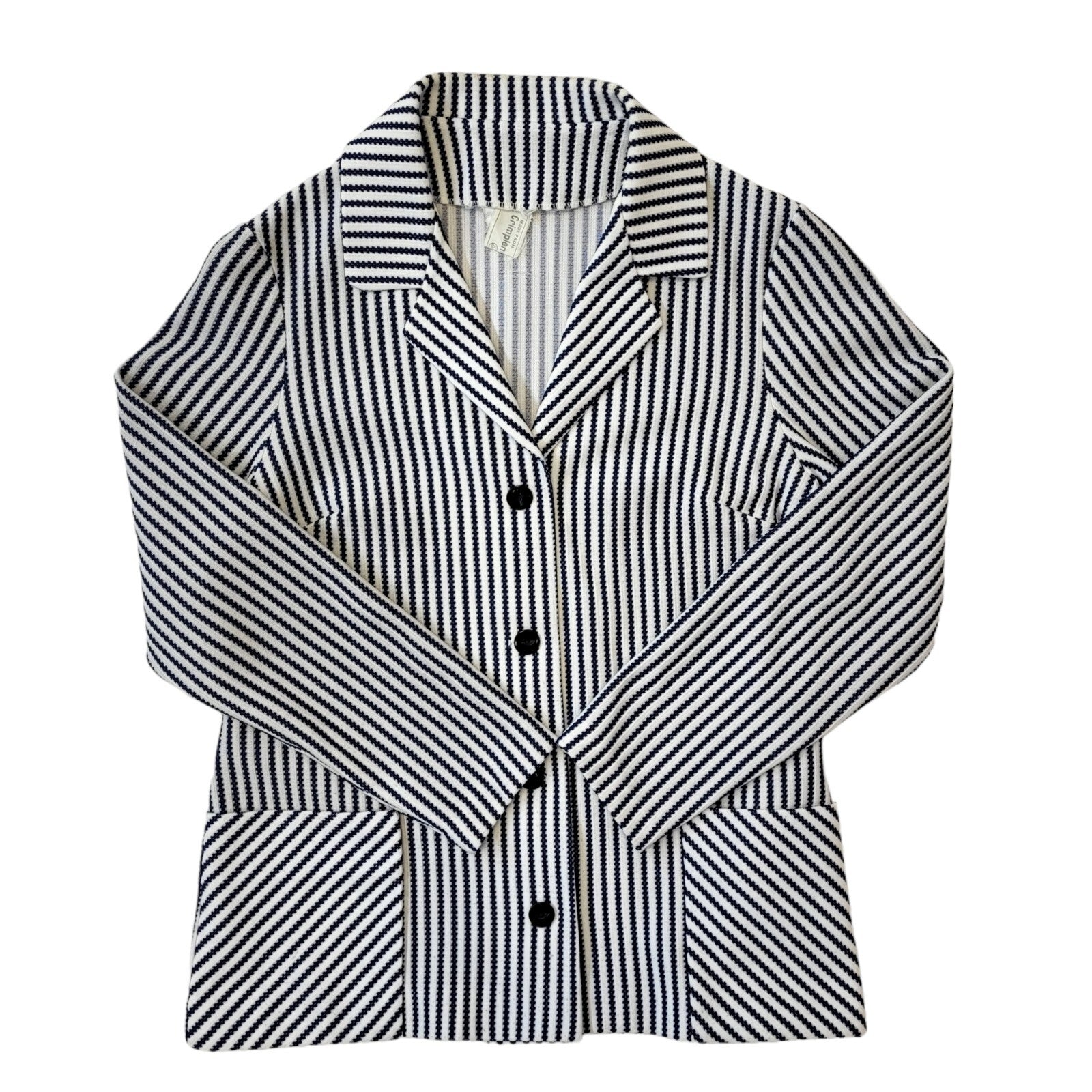 70s Vintage Blue & White Striped Button Jacket Women's Size Medium Eu 38