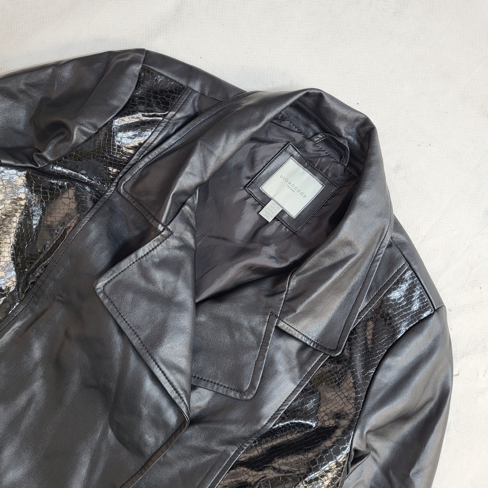 Urban Code Y2K Black Faux Leather Coat UK Women's Size M 10