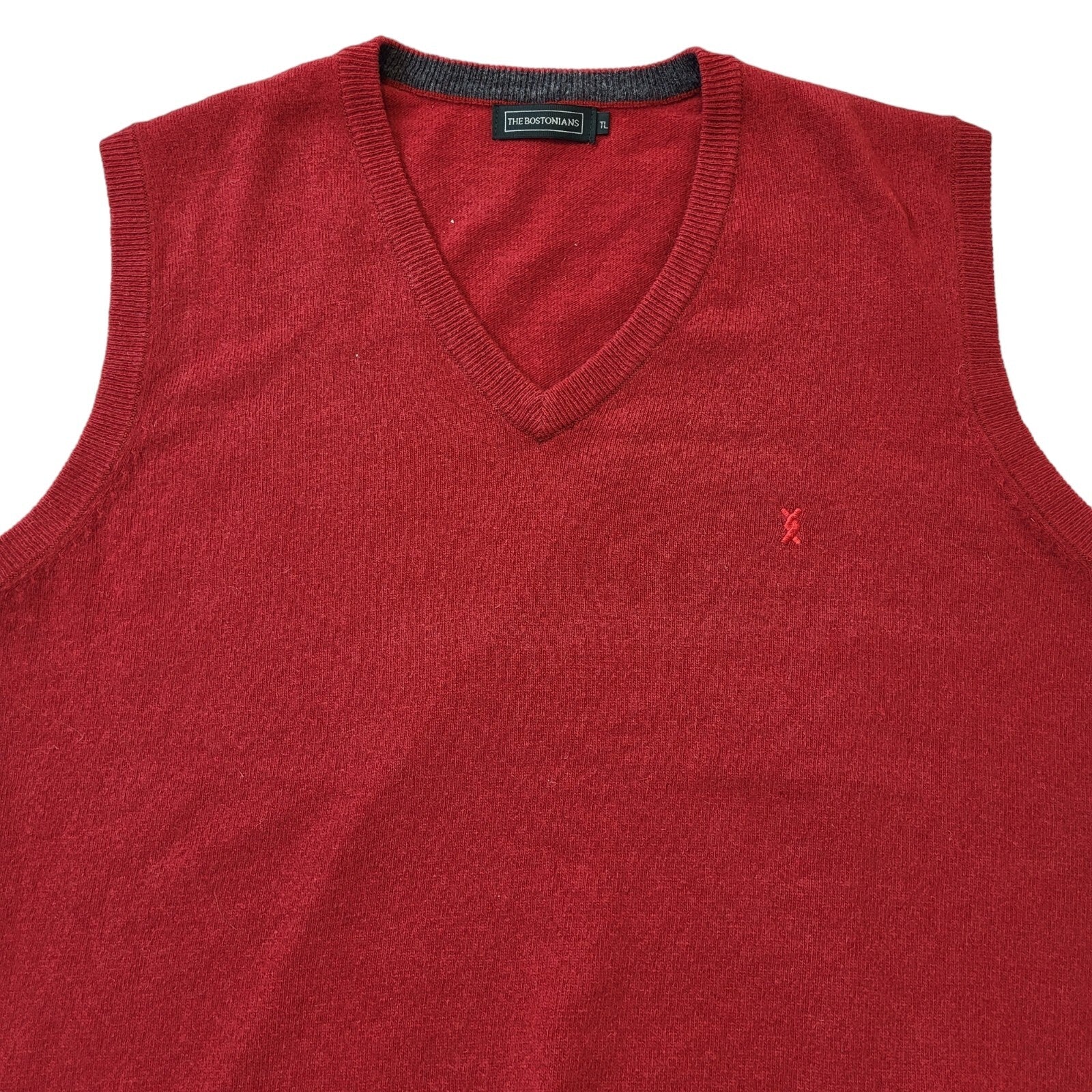 Bostonians 90s Vintage Red Lambswool Sweater Vest Men's Size Large