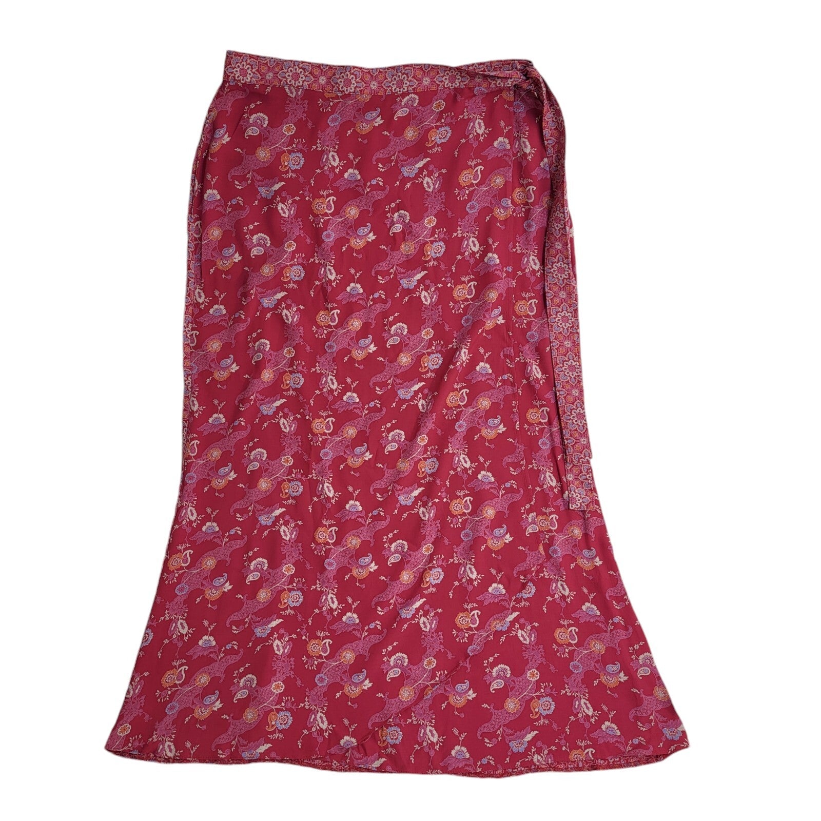 M&S Pink Vintage 90's |Floral Wrap Around Long Skirt Women's Size 16 W34