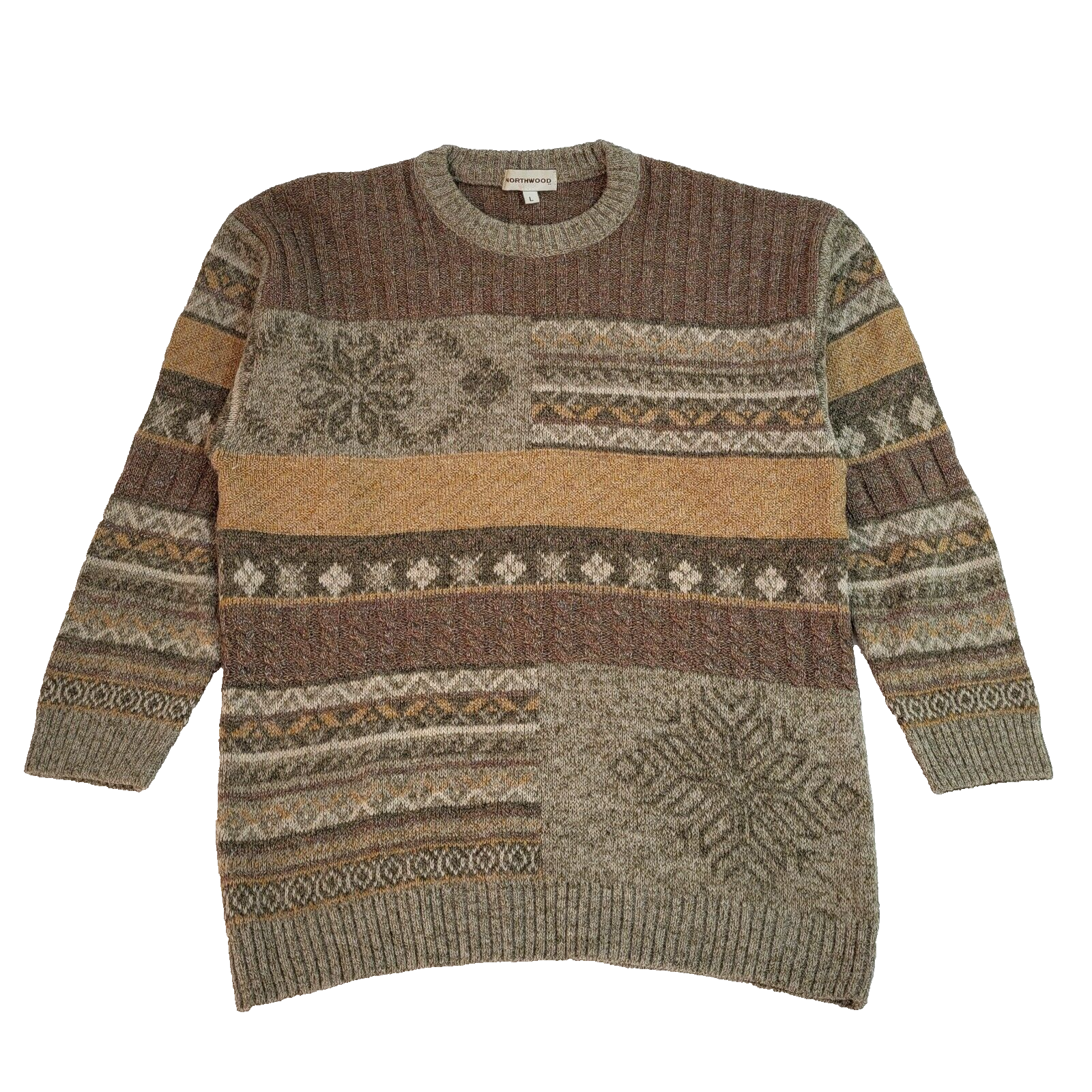 Northwood Vintage 90's Brown Abstract Jumper UK Men's Size L