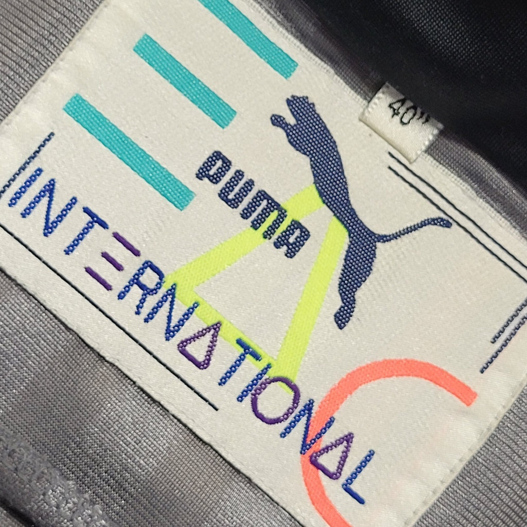 Puma International 80's Vintage Grey Blue Zipped Tracksuit Top Uk Men's Size XL