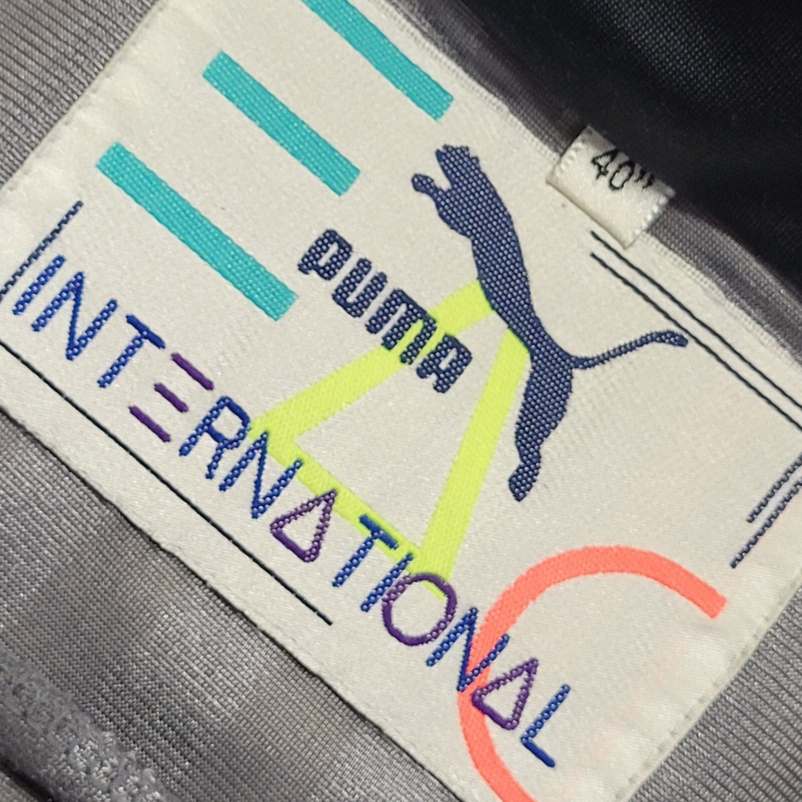 Puma International 80's Vintage Grey Blue Zipped Tracksuit Top Uk Men's Size XL