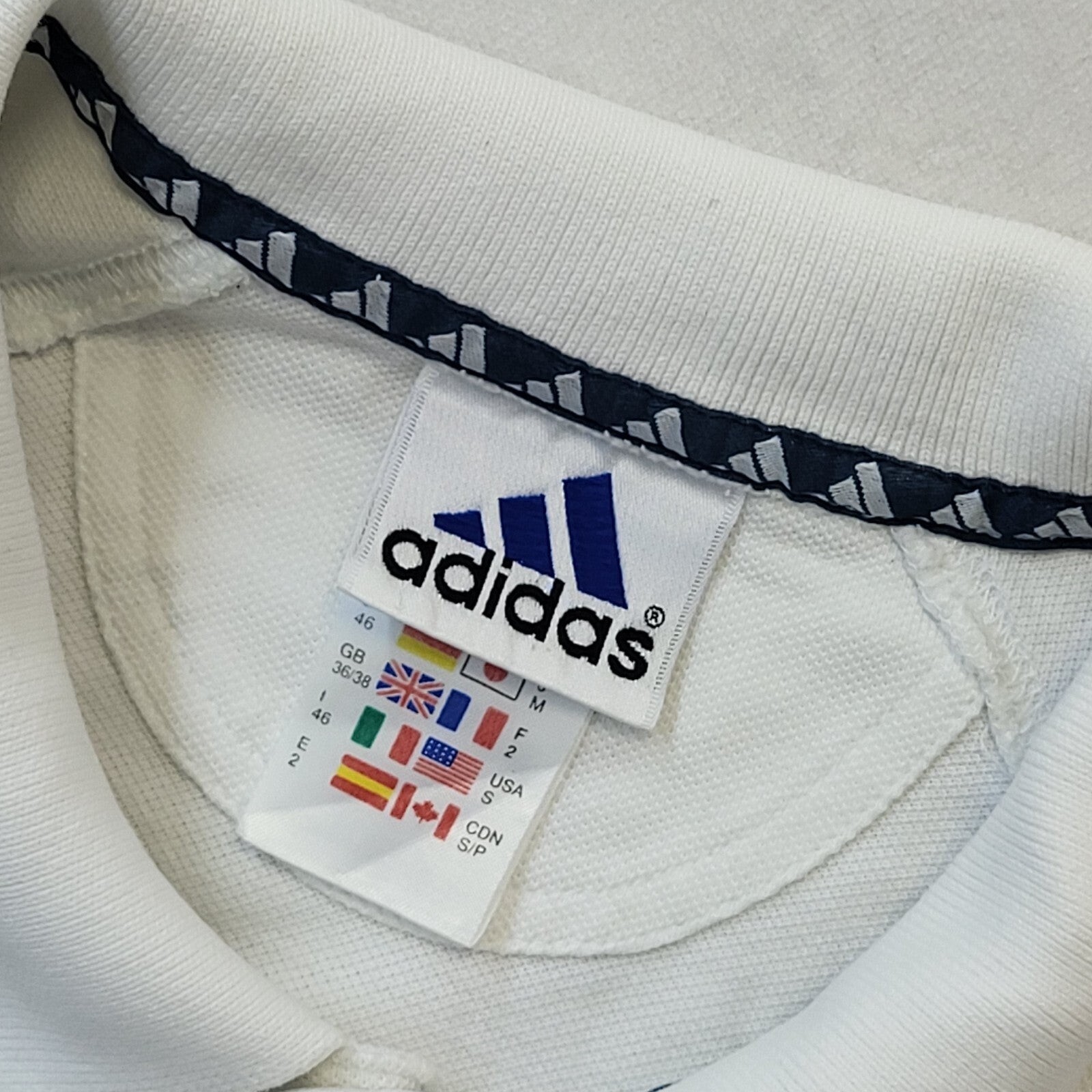 Adidas 90s Vintage White Short Sleeve Polo Top Shirt Men's Size Medium
