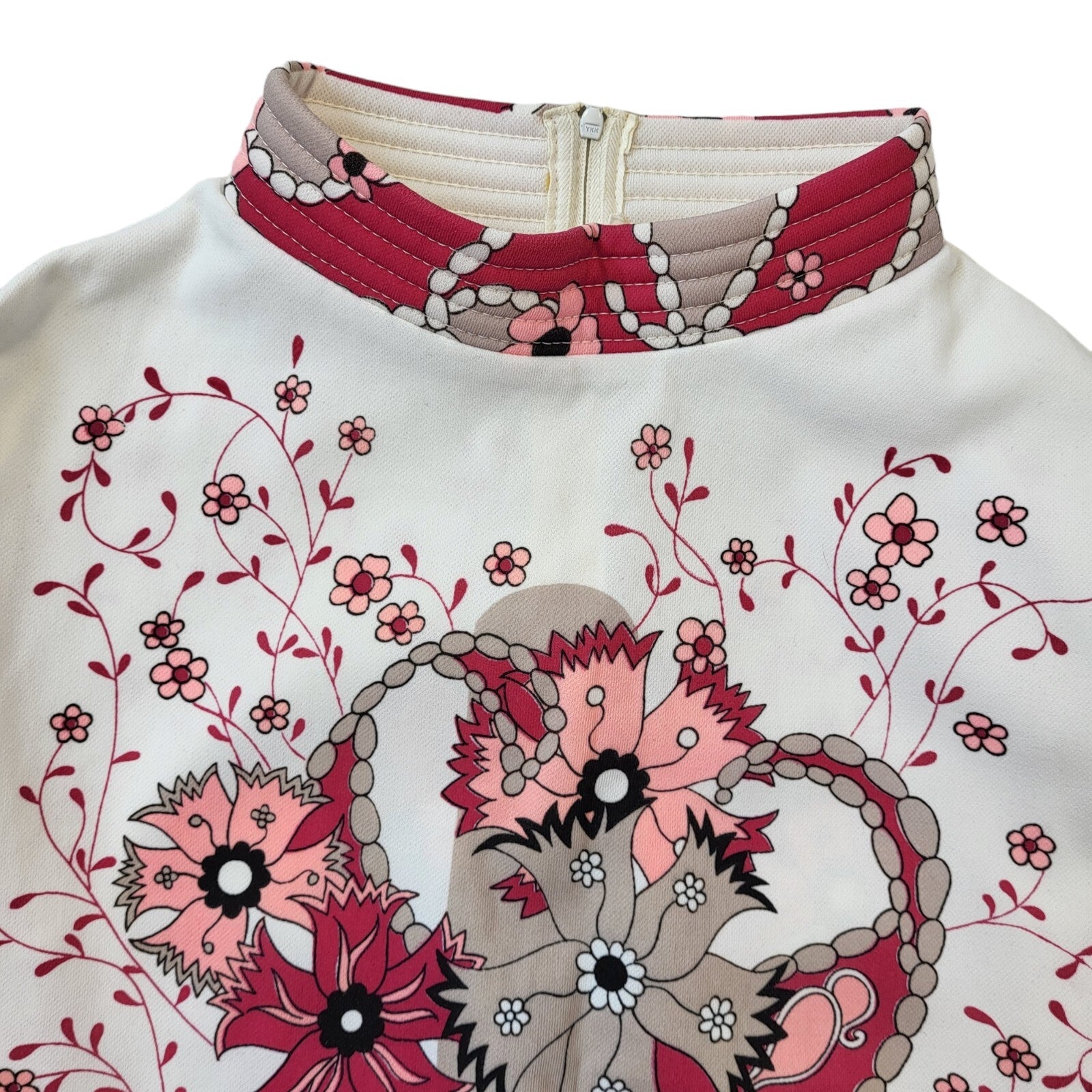 Slic-Wear Vintage 60's Pink & White Floral Mini Dress Womens UK 8 EU 36