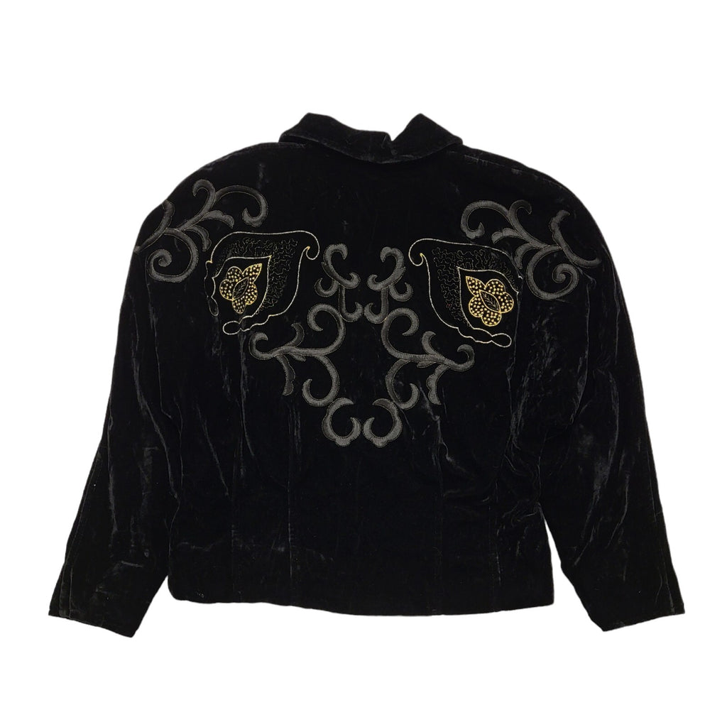 Now Carmin 90s Vintage Black Velvet Cropped Jacket Uk Women's Size 14