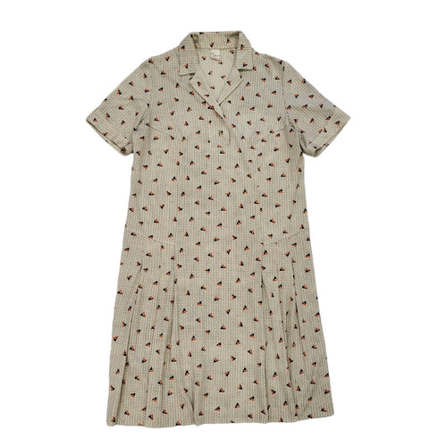 70s Vintage Collared Shift Daywear Dress Women's 16