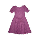 80s Vintage Lilac Polka Dot Fit & Flare Daywear Dress Women's 12
