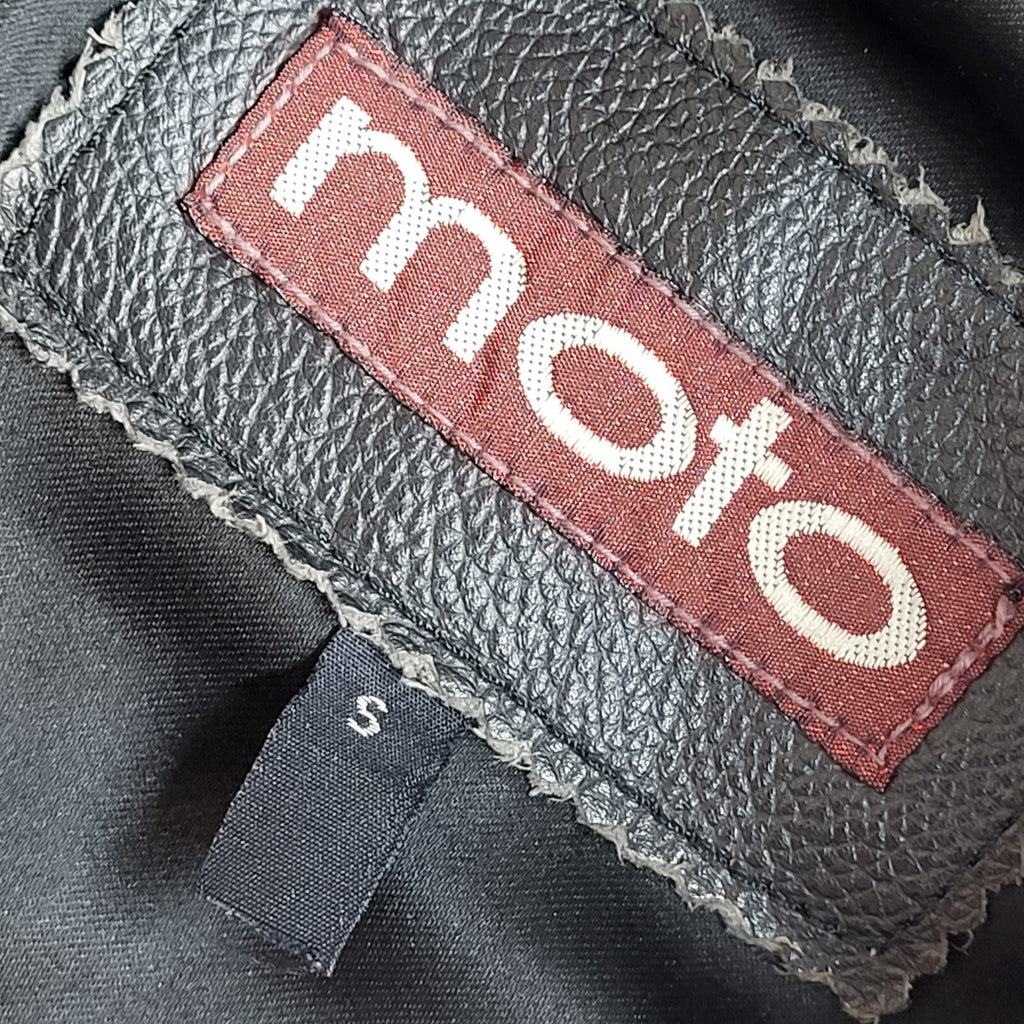 Moto Vintage 90's Black Button Leather Coat UK Men's Size Small