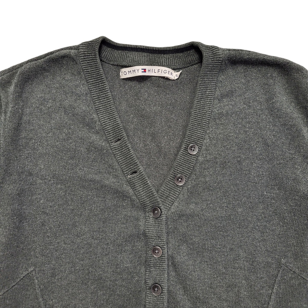 Tommy Hilfiger Y2k Grey V-Neck Jumper Uk Women's Size Small
