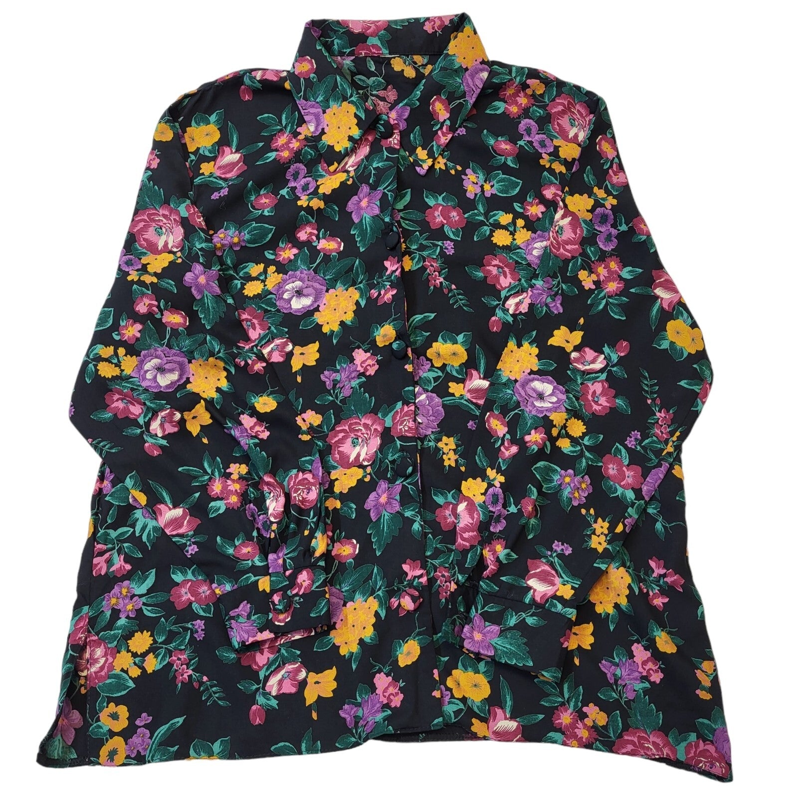 90's Vintage Multicoloured Floral Long Sleeve Shirt Womens UK Size 20