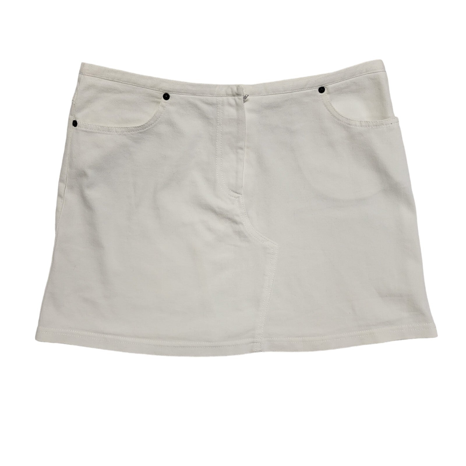 Ozone White Y2k Zipped Short Denim Skirt Uk Women's Size 12/14