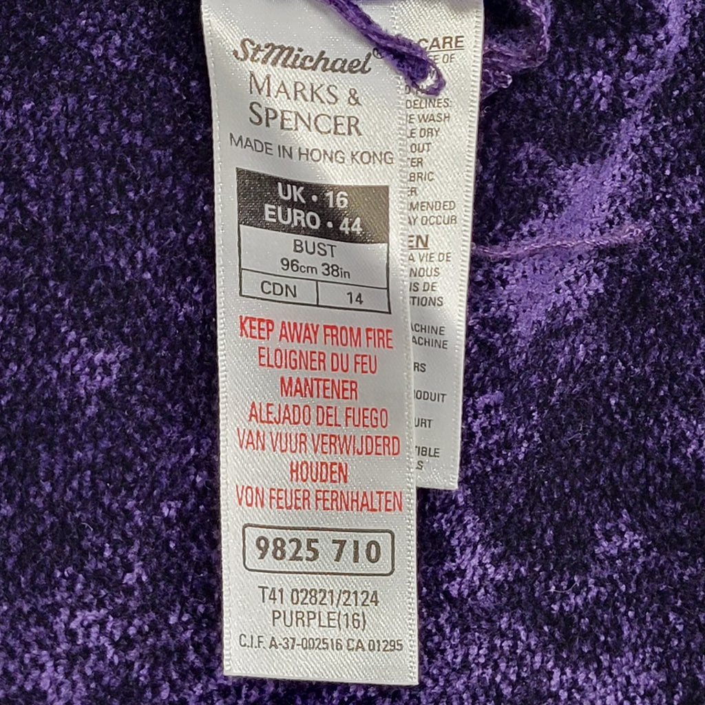 M&S Purple 80s Vintage Button Cardigan Uk Women's Size 16