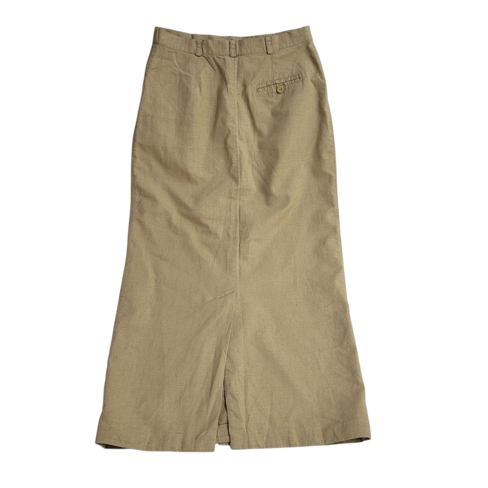 Cotton Club 70s Maxi Skirt Vintager Khaki Buttoned Skirt Women's Size M 10 W28