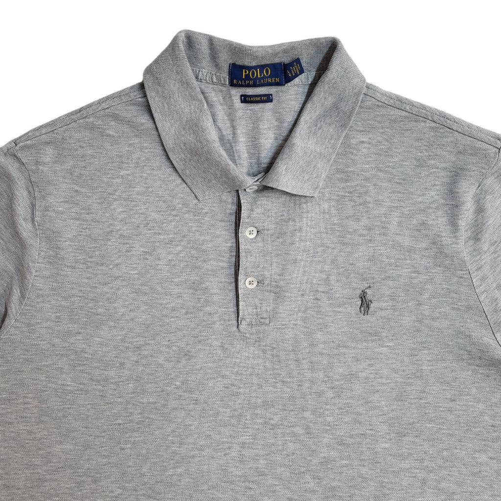 Polo Ralph Lauren Y2K Grey Short Sleeve Polo T- Shirt Men's Size L