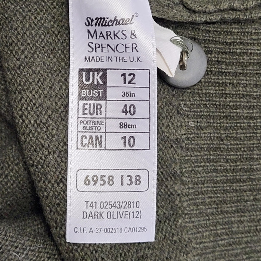 Marks & Spencer 90's Green Button Up Cardigan Womens UK Size 12