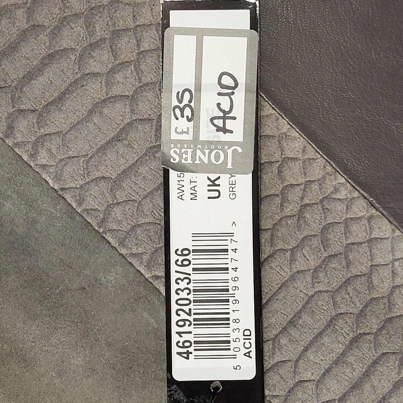 Jones Acid Grey Leather Cross Body Shoulder Bag Women's Size 11.5" x 8"